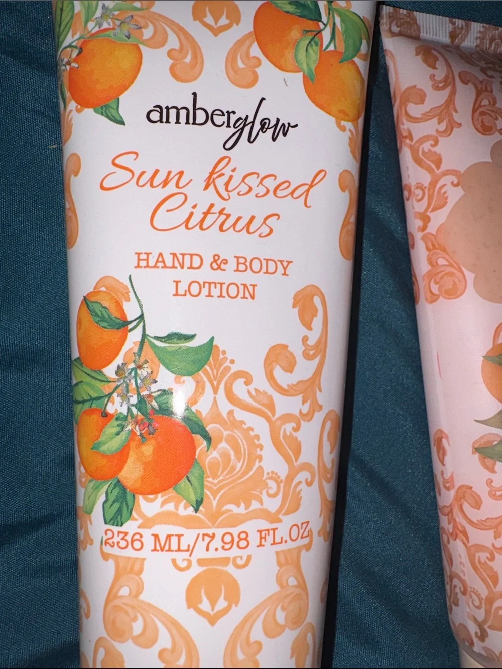 Sun Kissed Citrus Hand & Body Lotion & Sun Kissed Citrus Scrub.  Crushed oatmeal